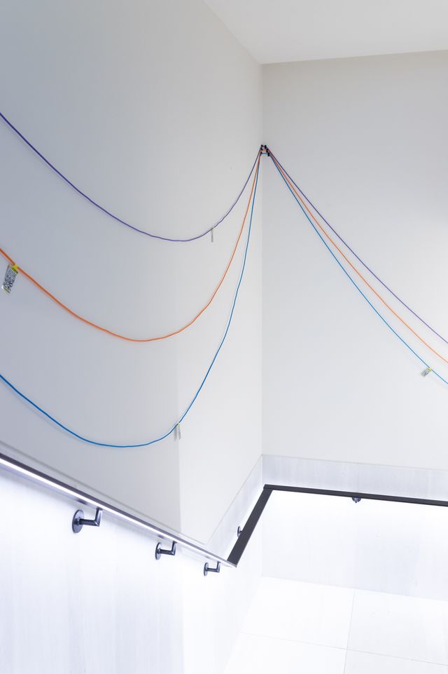 photo of stairs with cables