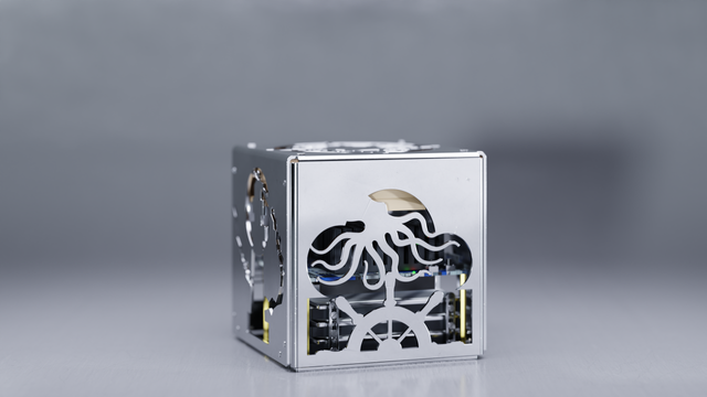 Photograph of a metal cased server-sculpture