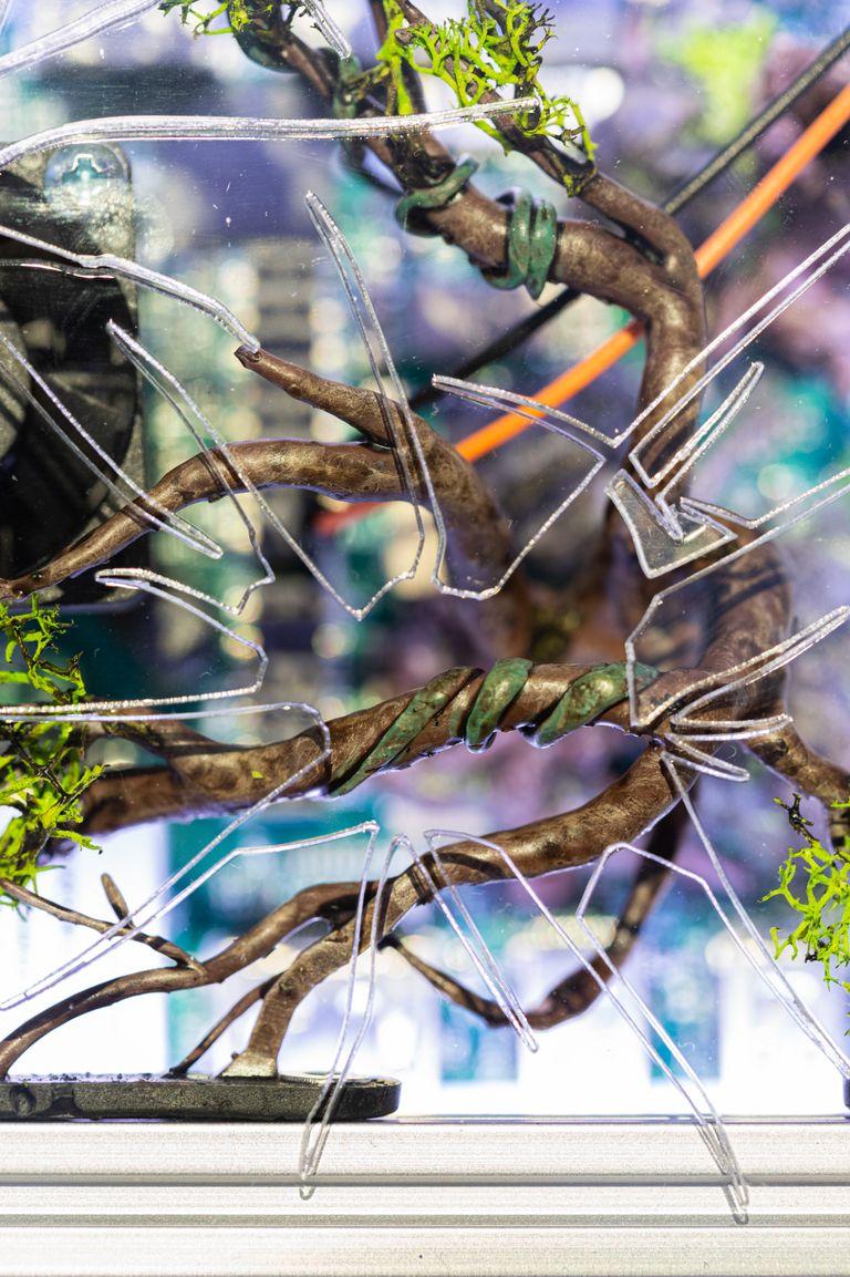 Close up of server-sculpture